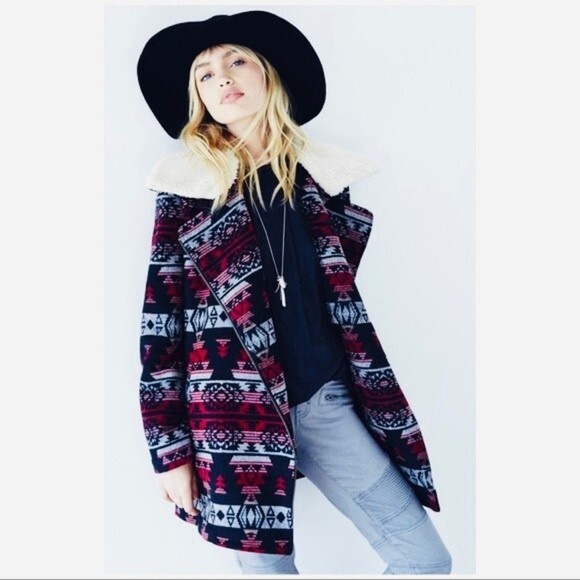 Ella Moss Tribal Aztec Print Moto Jacket M - Picture 1 of 15